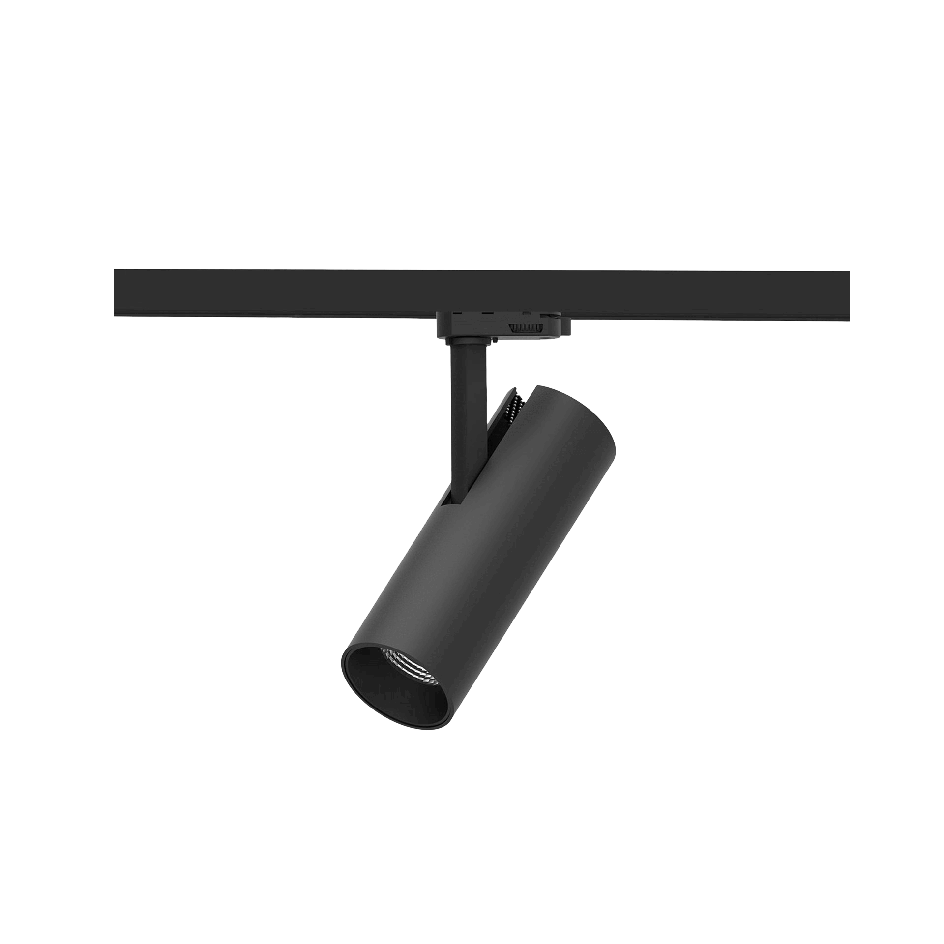 Black version of the Tesoro, a 220V track luminaire designed by Karizma Luce.