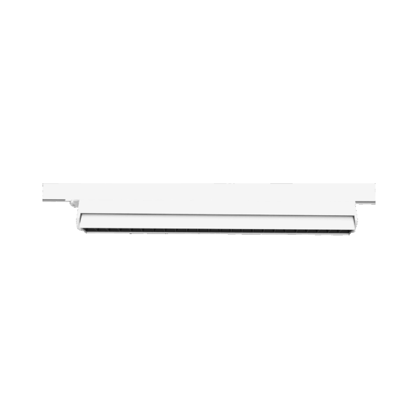 White version of the Ventiquattro Track, a 220V track luminaire designed by Karizma Luce.