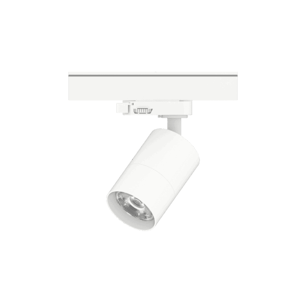 White version of the Vuoto, a 220V track fixture designed by Karizma Luce.