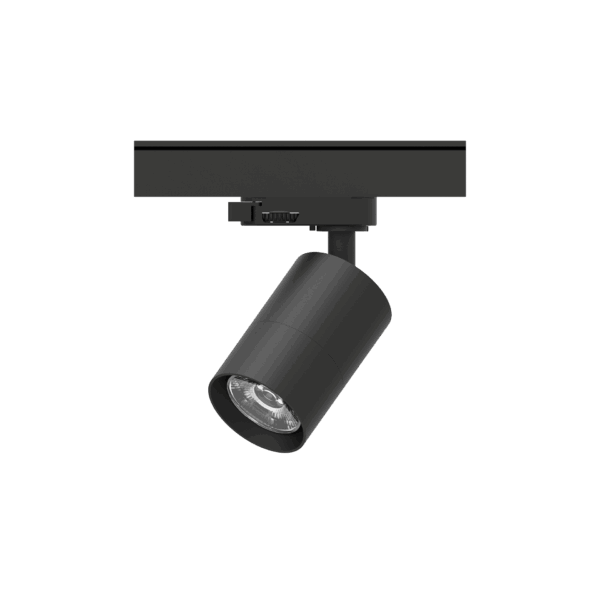 Black version of the Vuoto, a 220V track fixture designed by Karizma Luce.