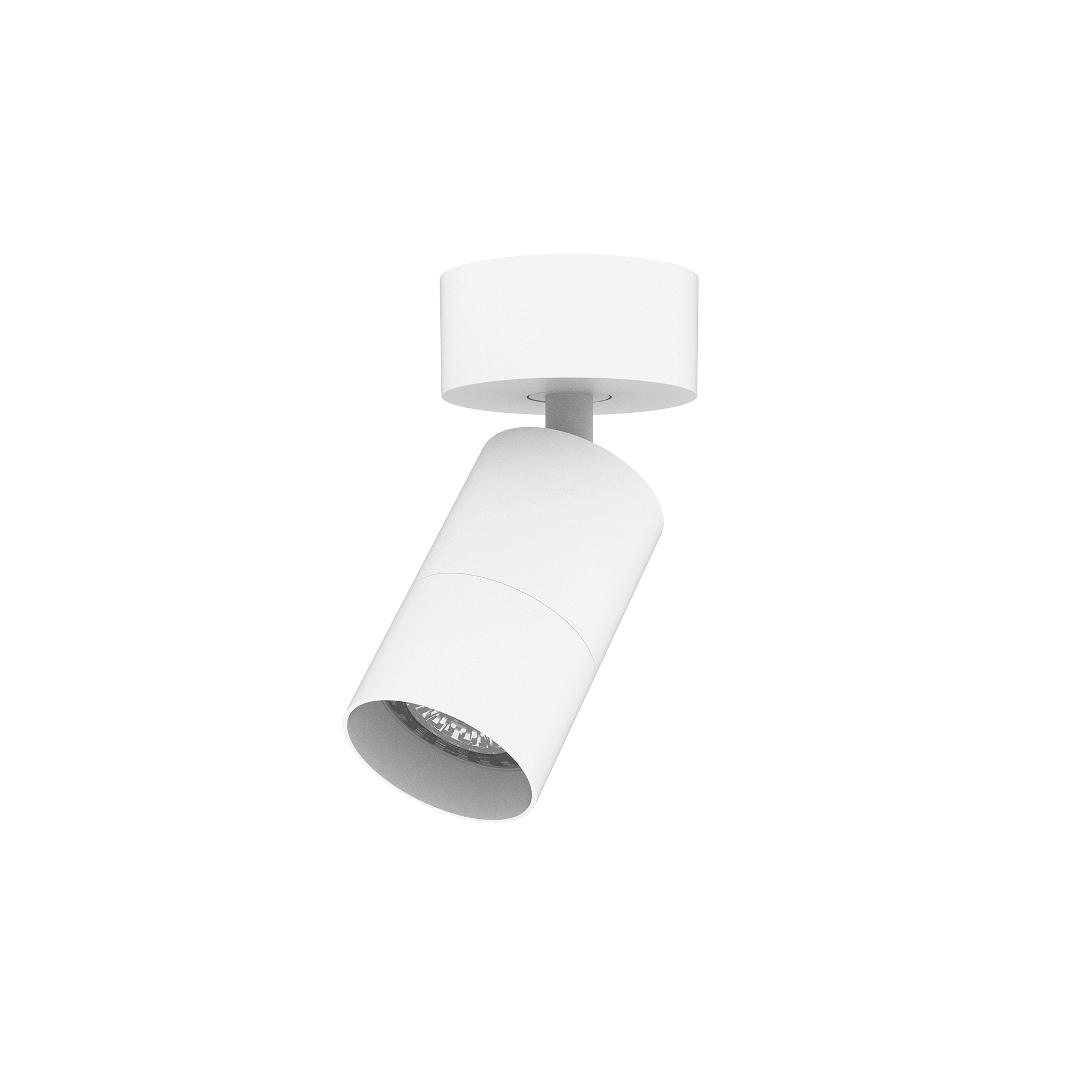 White version of the Vuote Surface, a surface-mounted spot designed by Karizma Luce.