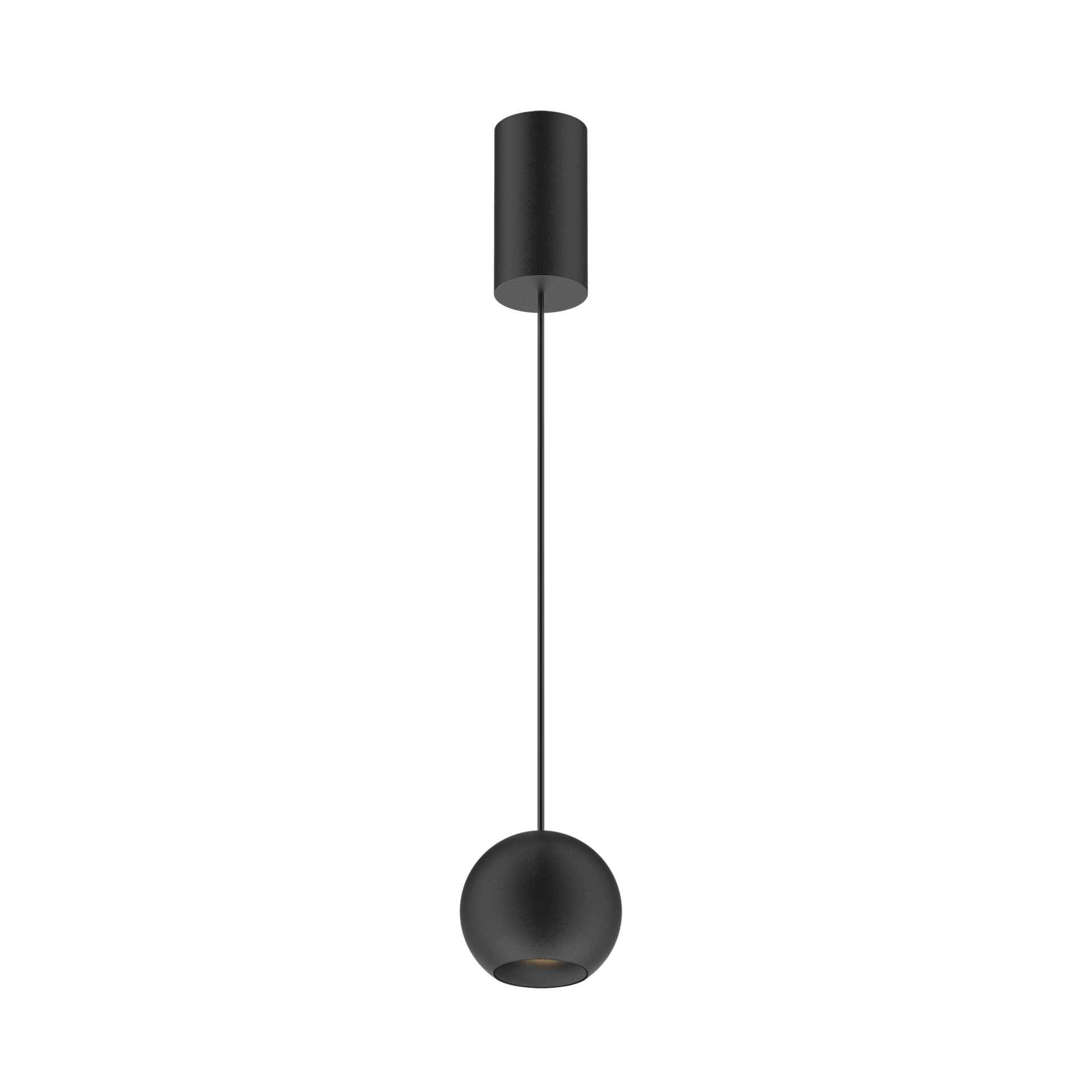 Black version of the Dea Eros M PE with black matt reflector, a suspended luminaire designed by Karizma Luce.