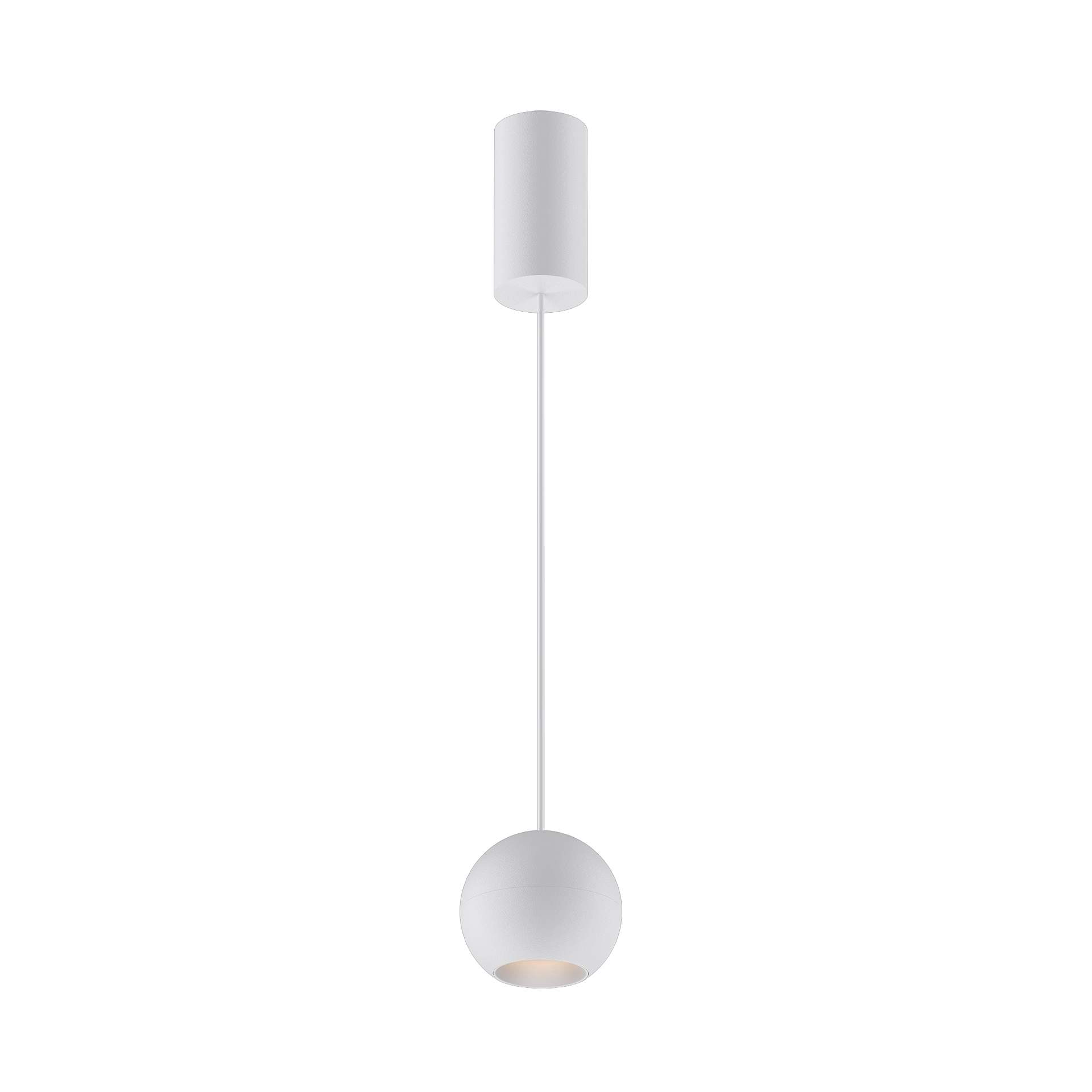 White version of the Dea Eros M PE with white reflector, a suspended luminaire designed by Karizma Luce.