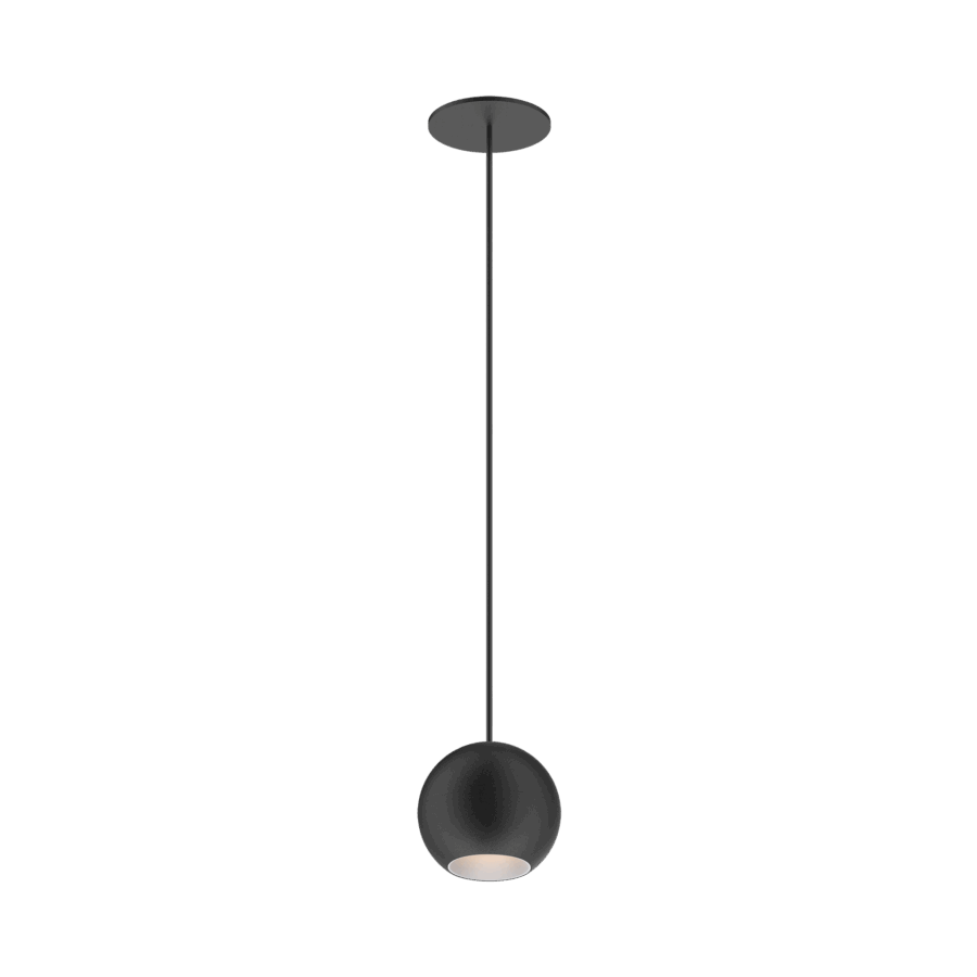Black version of the Dea Eros M PE-in with white reflector, a suspended recessed luminaire designed by Karizma Luce.
