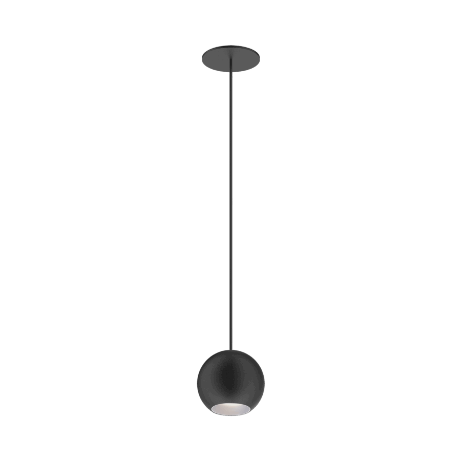 Black version of the Dea Eros M PE-in with chrome reflector, a suspended recessed luminaire designed by Karizma Luce.