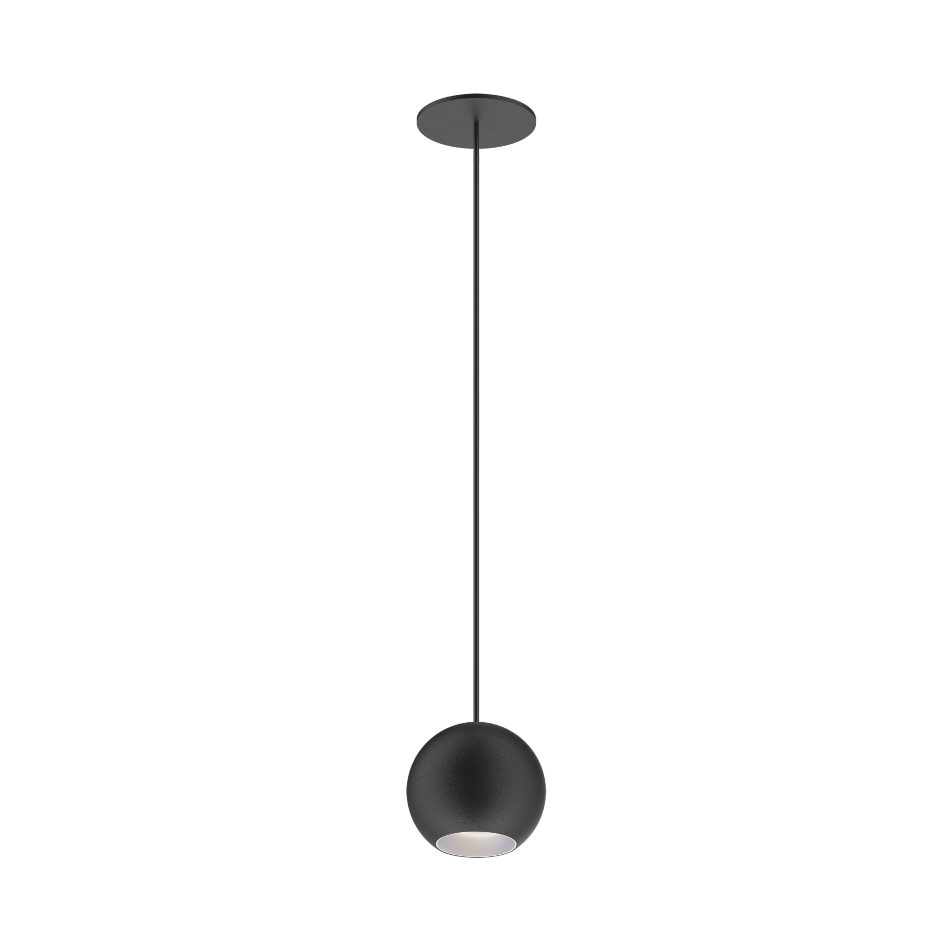 Black version of the Dea Eros M PE-in with chrome reflector, a suspended recessed luminaire designed by Karizma Luce.