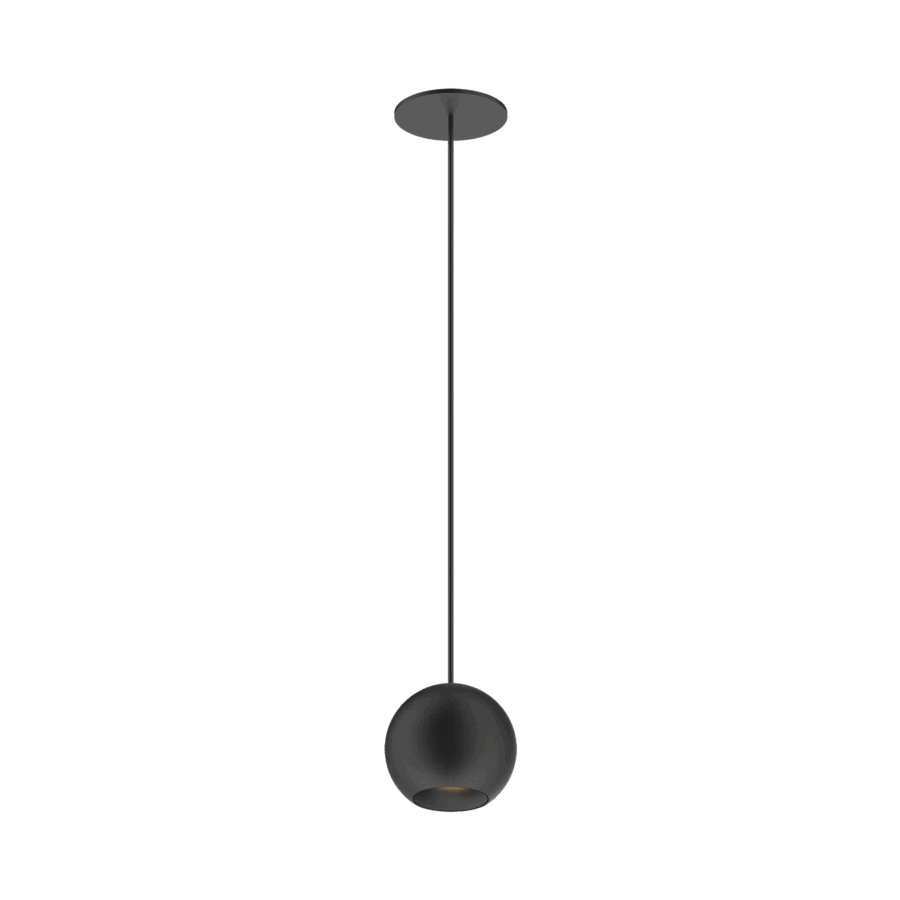 Black version of the Dea Eros M PE-in with black matt reflector, a suspended recessed luminaire designed by Karizma Luce.
