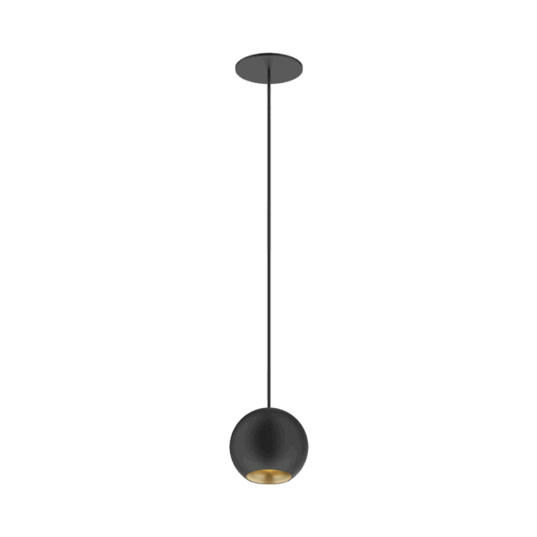 Black version of the Dea Eros M PE-in with golden reflector, a suspended recessed luminaire designed by Karizma Luce.