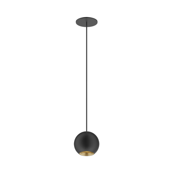 Black version of the Dea Eros M PE-in with golden reflector, a suspended recessed luminaire designed by Karizma Luce.