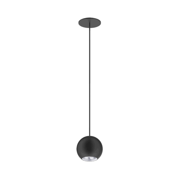 Black version of the Dea Eros M PE-in with silver reflector, a suspended recessed luminaire designed by Karizma Luce.