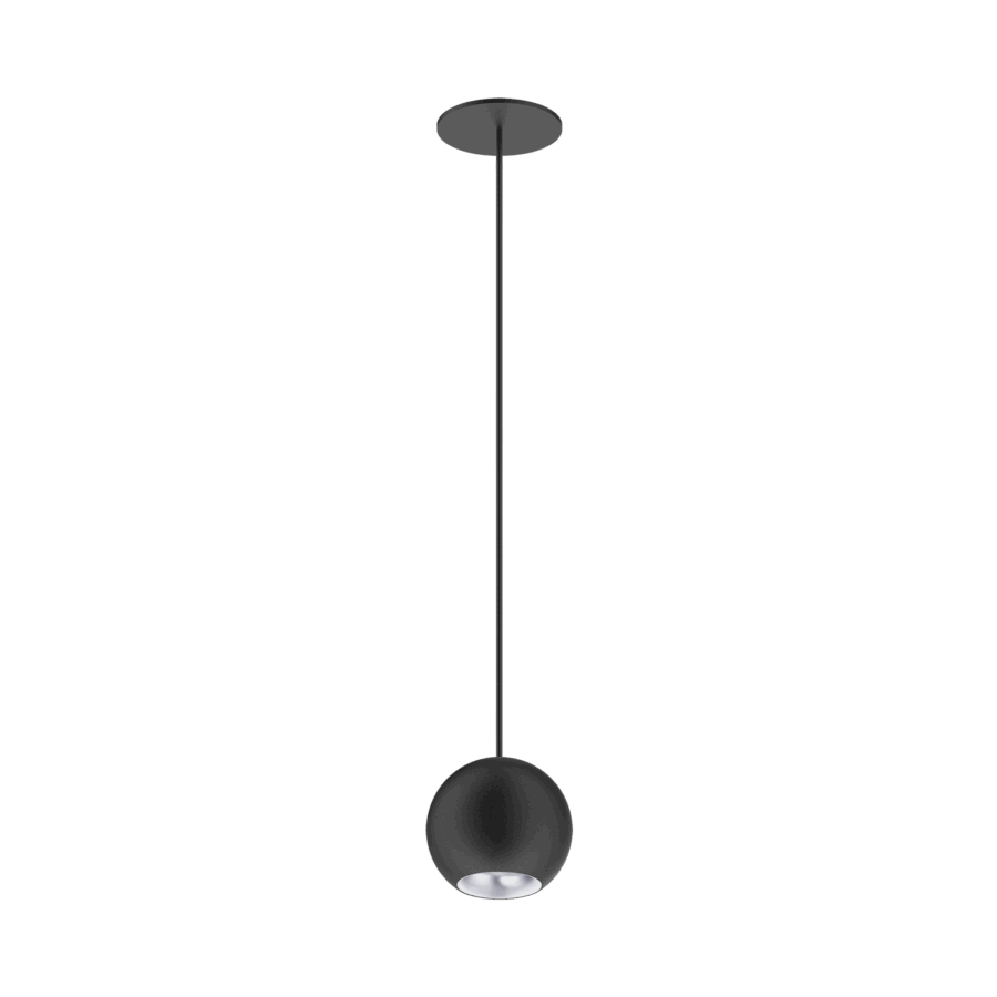 Black version of the Dea Eros M PE-in with silver reflector, a suspended recessed luminaire designed by Karizma Luce.