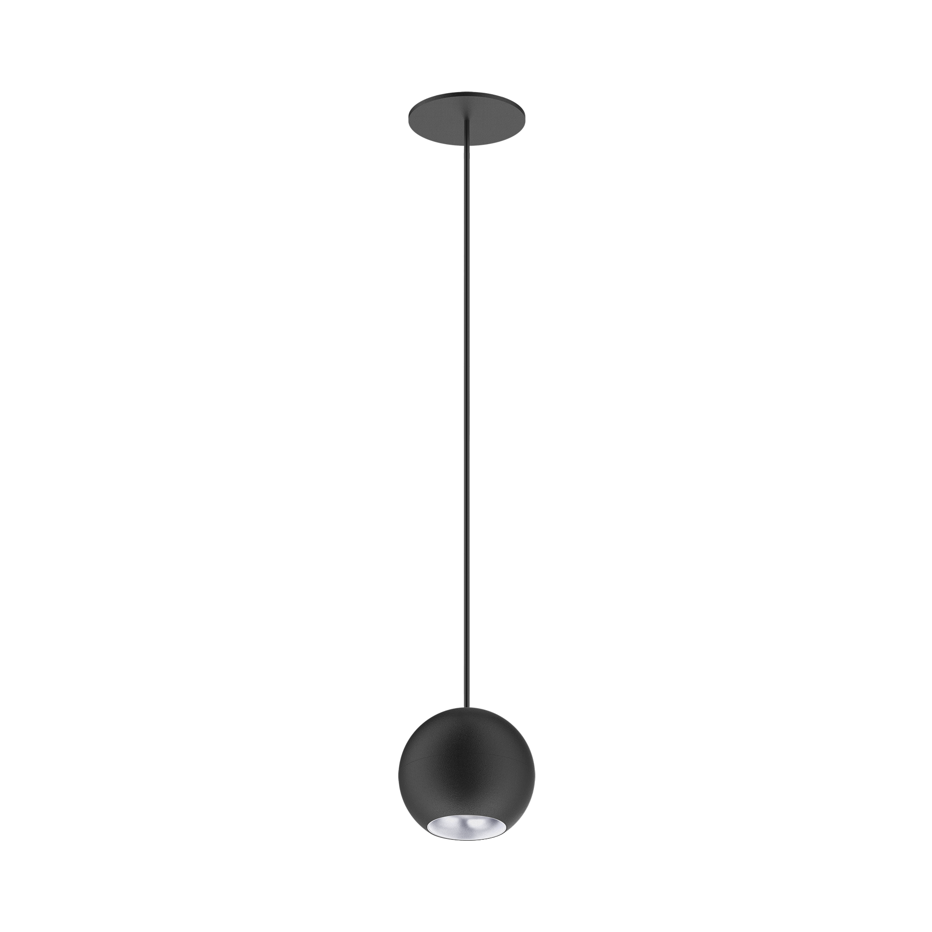 Black version of the Dea Eros M PE-in with silver reflector, a suspended recessed luminaire designed by Karizma Luce.