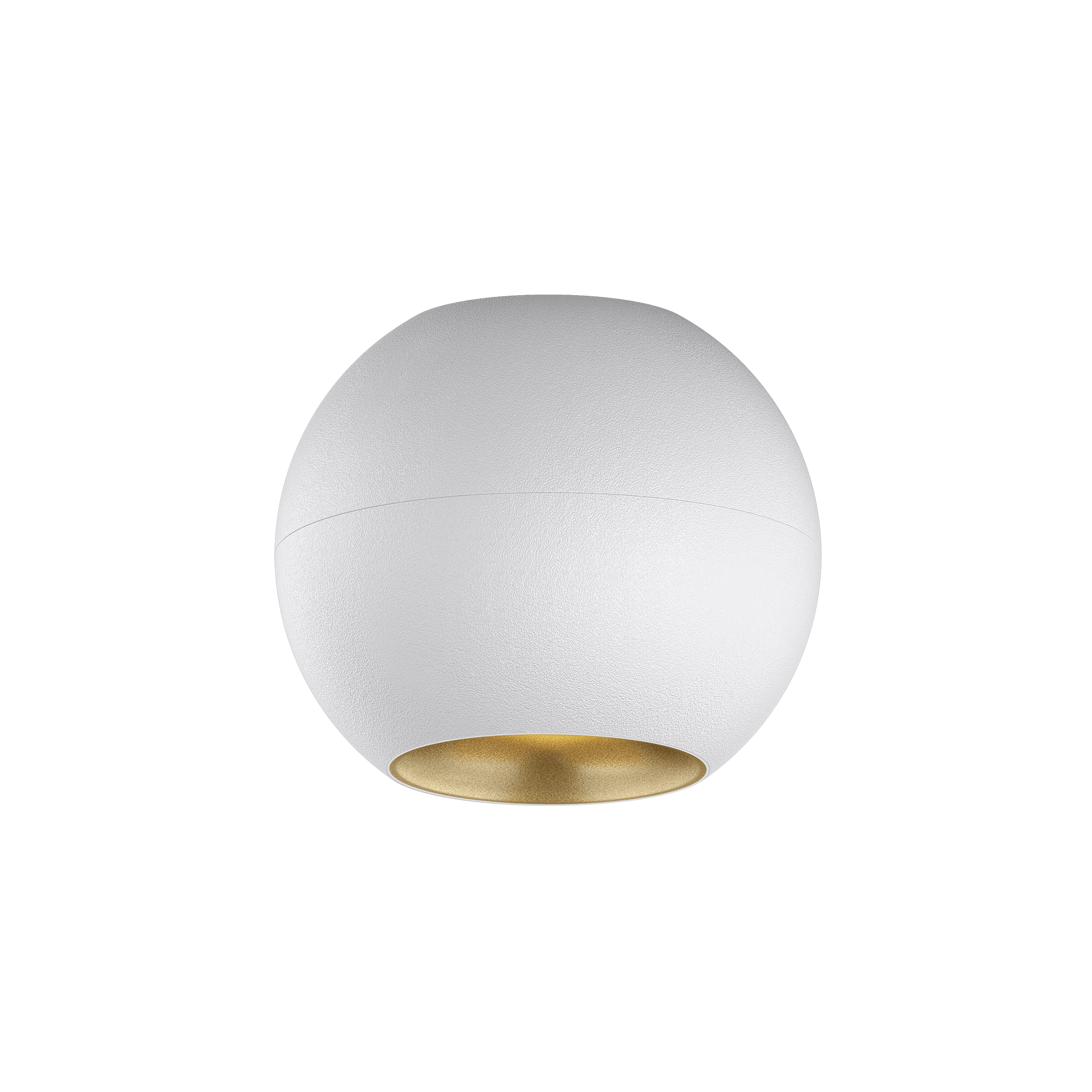 White version of the Dea Eros M PF with golden reflector, a surface-mounted luminaire designed by Karizma Luce.