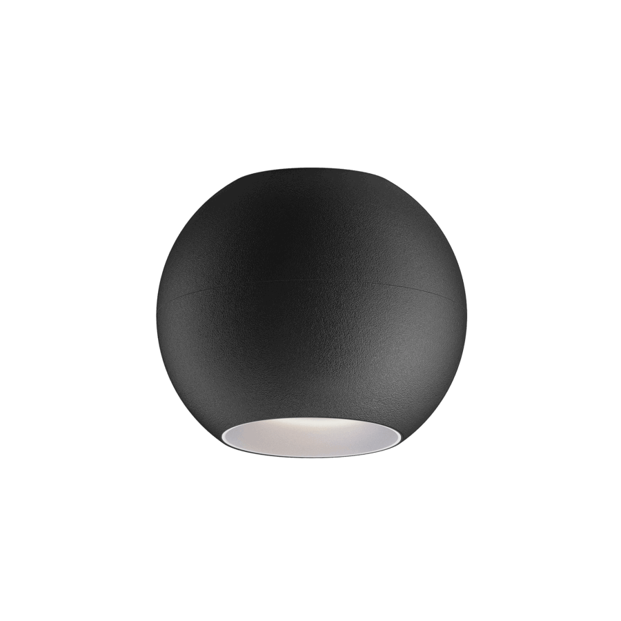 Black version of the Dea Eros M PF with chrome reflector, a surface-mounted luminaire designed by Karizma Luce.