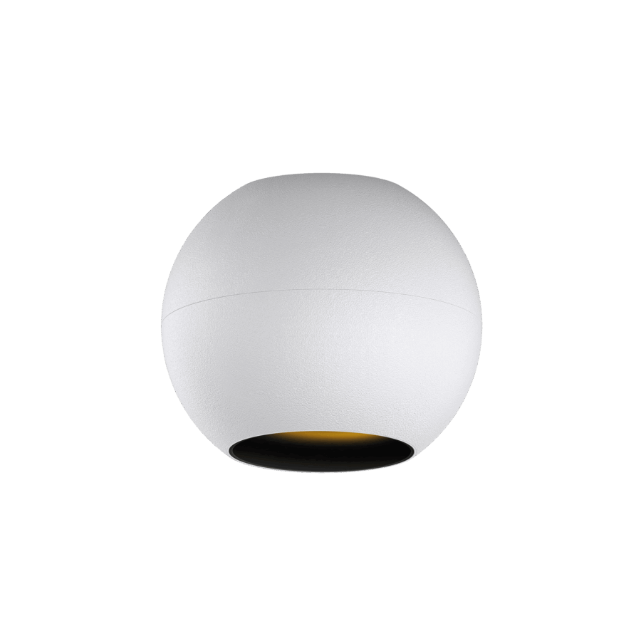 White version of the Dea Eros M PF with black gloss reflector, a surface-mounted luminaire designed by Karizma Luce.