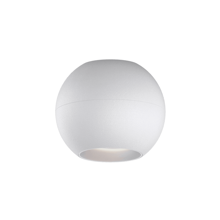 White version of the Dea Eros M PF with chrome reflector, a surface-mounted luminaire designed by Karizma Luce.
