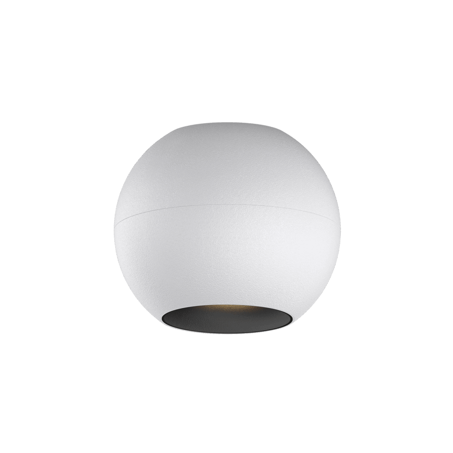 White version of the Dea Eros M PF with black matt reflector, a surface-mounted luminaire designed by Karizma Luce.
