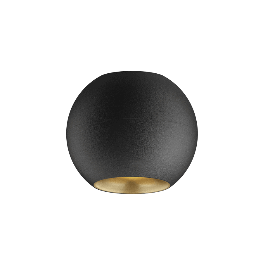 Black version of the Dea Eros M PF with golden reflector, a surface-mounted luminaire designed by Karizma Luce.