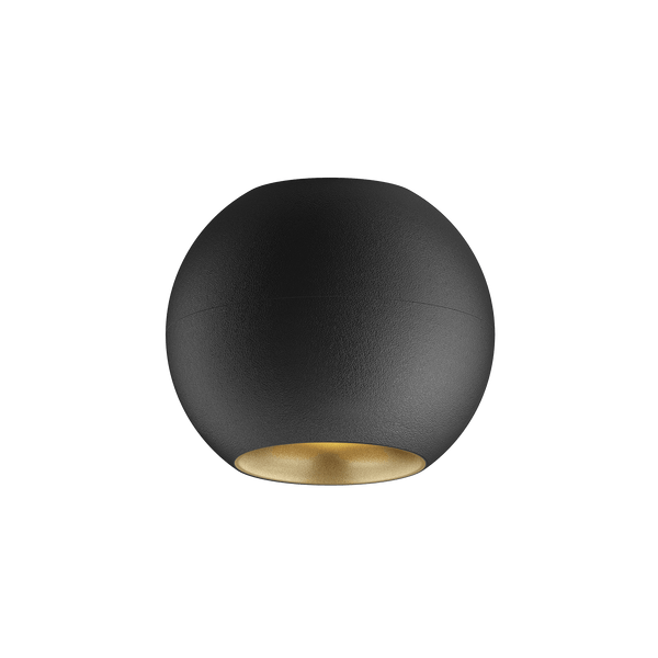 Black version of the Dea Eros M PF with golden reflector, a surface-mounted luminaire designed by Karizma Luce.