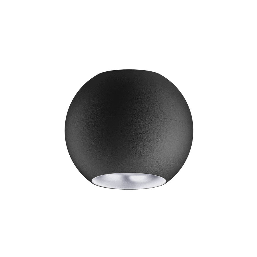 Black version of the Dea Eros M PF with silver reflector, a surface-mounted luminaire designed by Karizma Luce.
