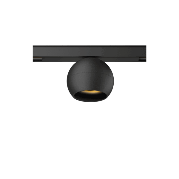 Black version of the Dea Eros-Q1 S TR with black gloss reflector, a 48V track luminaire designed by Karizma Luce.