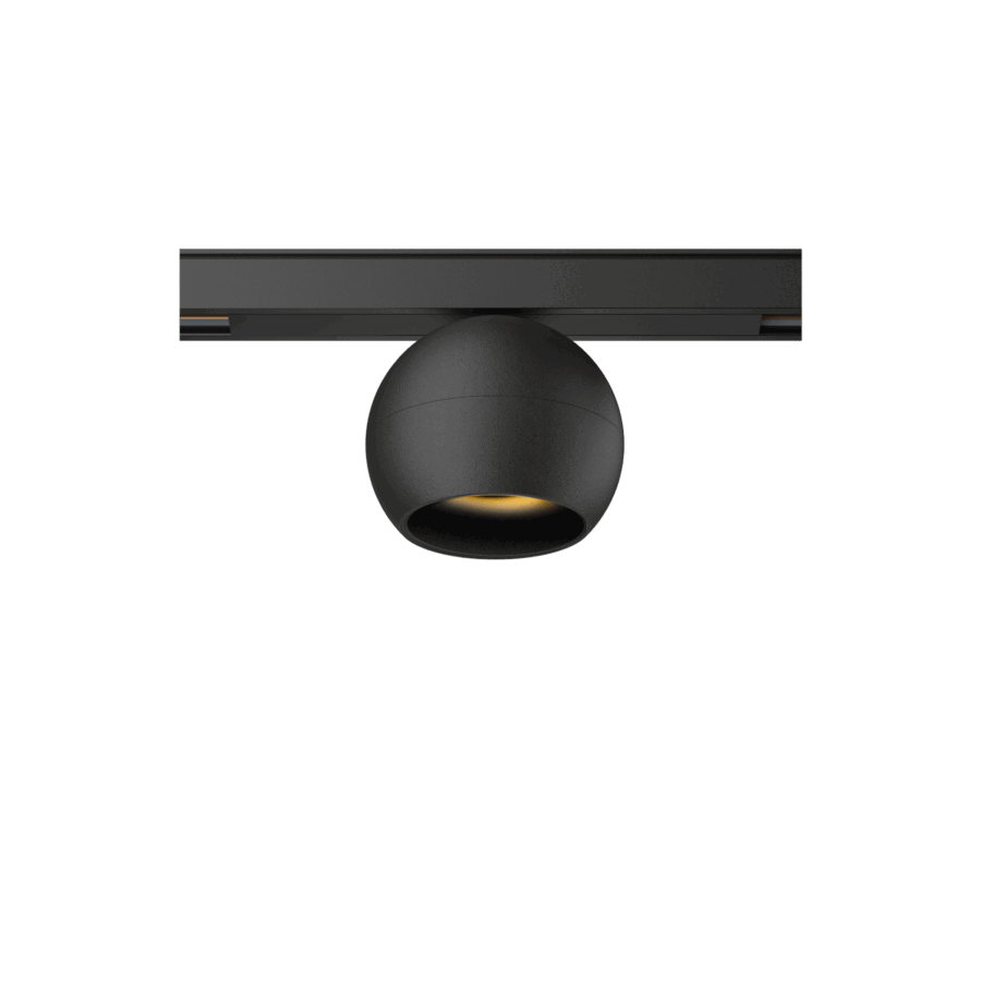Black version of the Dea Eros-Q1 S TR with black gloss reflector, a 48V track luminaire designed by Karizma Luce.