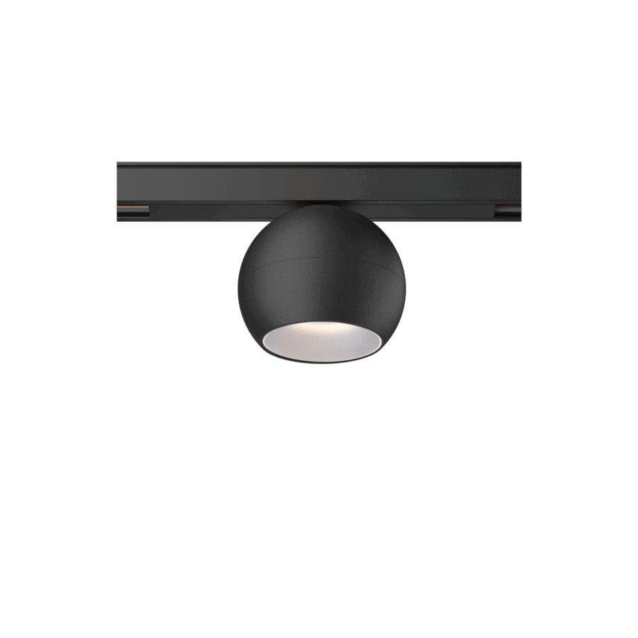 Black version of the Dea Eros-Q1 S TR with chrome reflector, a 48V track luminaire designed by Karizma Luce.