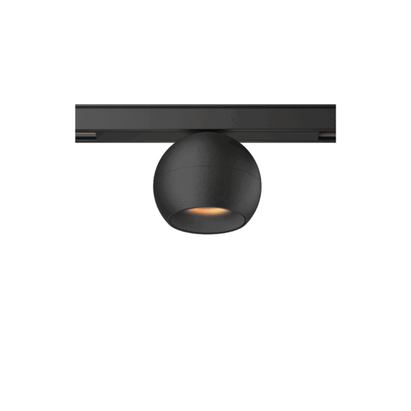 Black version of the Dea Eros-Q1 S TR with black matt reflector, a 48V track luminaire designed by Karizma Luce.