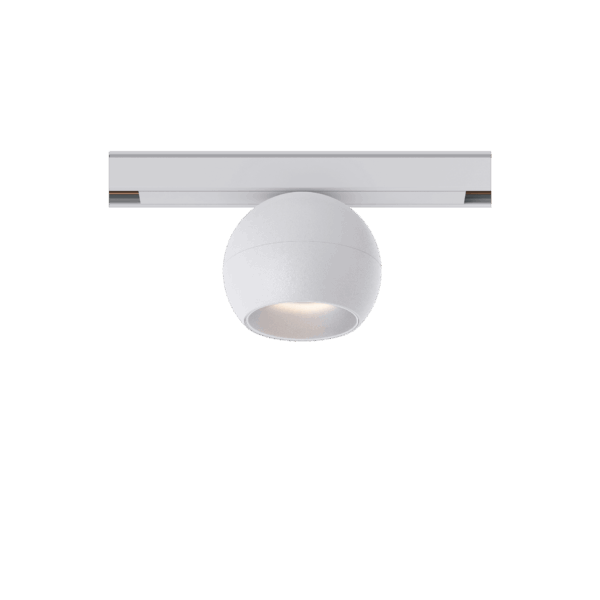 White version of the Dea Eros-Q1 S TR with chrome reflector, a 48V track luminaire designed by Karizma Luce.