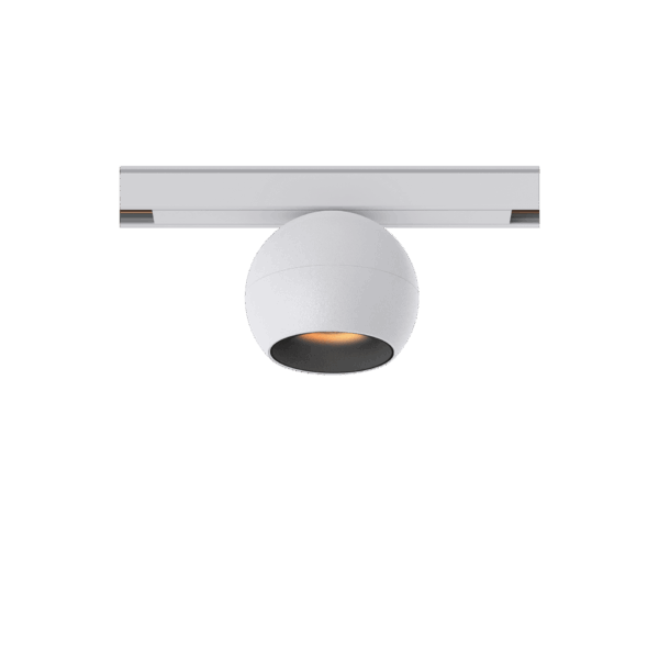 White version of the Dea Eros-Q1 S TR with black matt reflector, a 48V track luminaire designed by Karizma Luce.