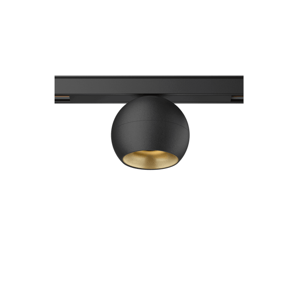 Black version of the Dea Eros-Q1 S TR with golden reflector, a 48V track luminaire designed by Karizma Luce.