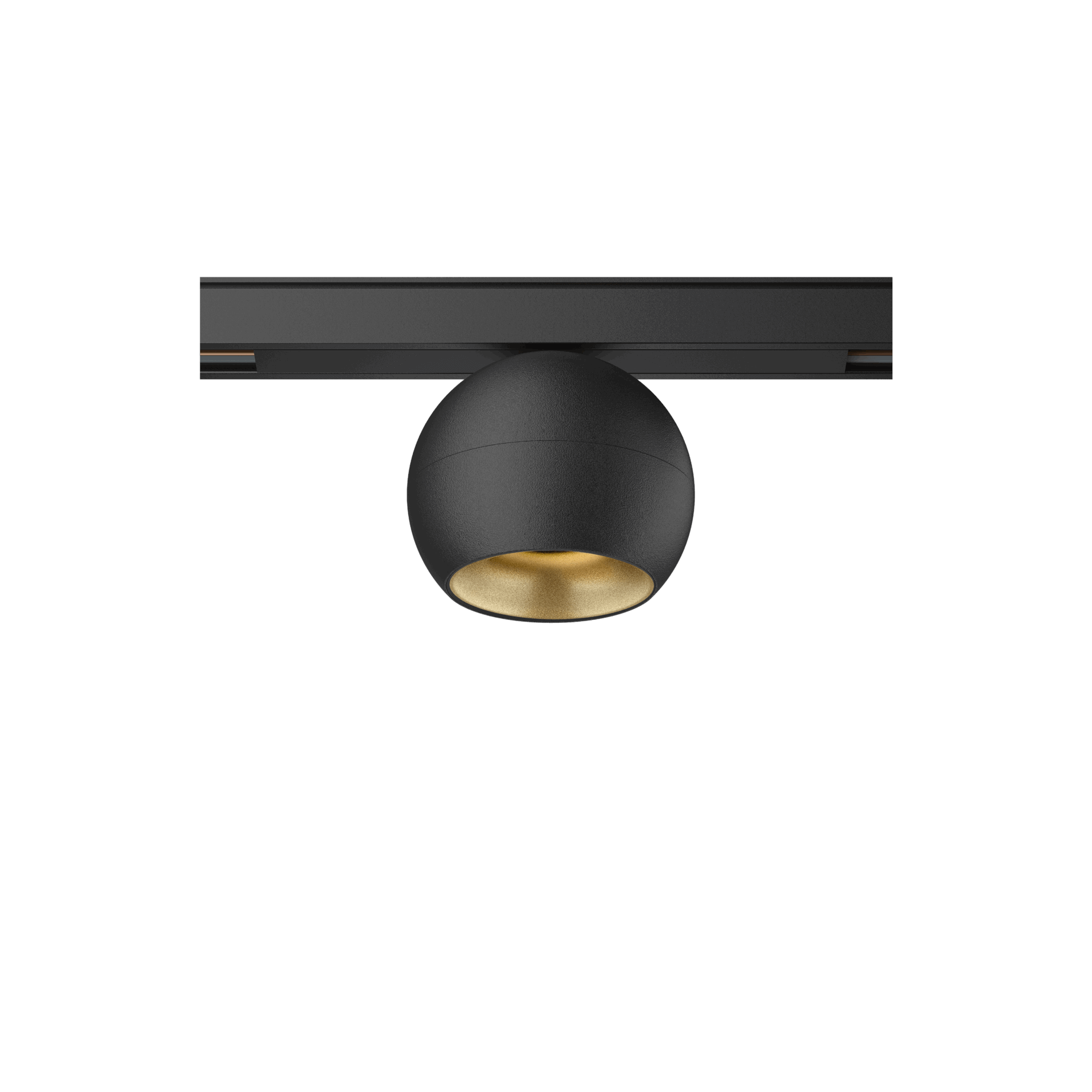 Black version of the Dea Eros-Q1 S TR with golden reflector, a 48V track luminaire designed by Karizma Luce.