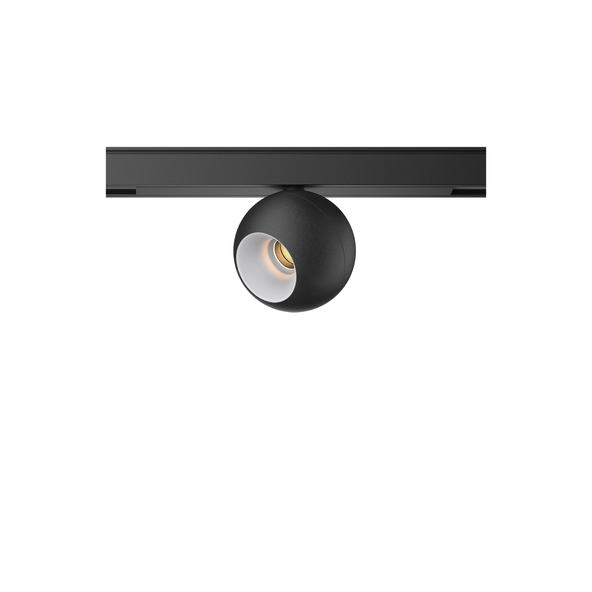 Black version of the Dea Eros-Q1 XS TR with white reflector, a 48V track luminaire designed by Karizma Luce.