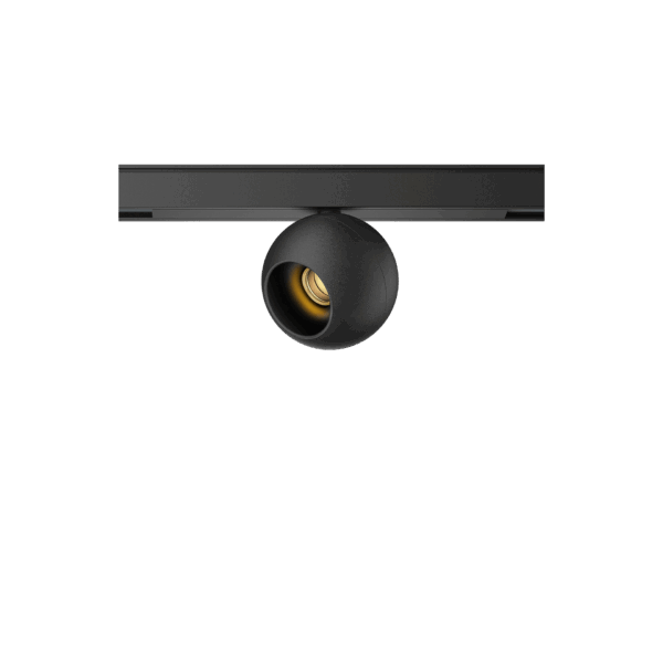 Black version of the Dea Eros-Q1 XS TR with black gloss reflector, a 48V track luminaire designed by Karizma Luce.