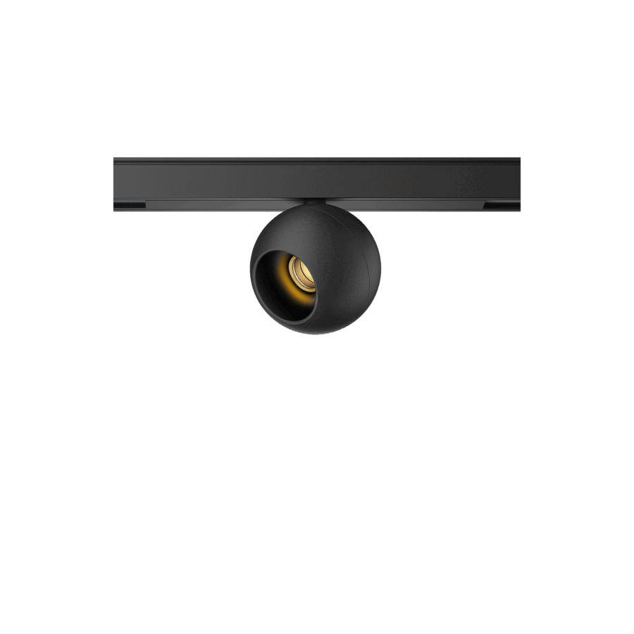 Black version of the Dea Eros-Q1 XS TR with black gloss reflector, a 48V track luminaire designed by Karizma Luce.