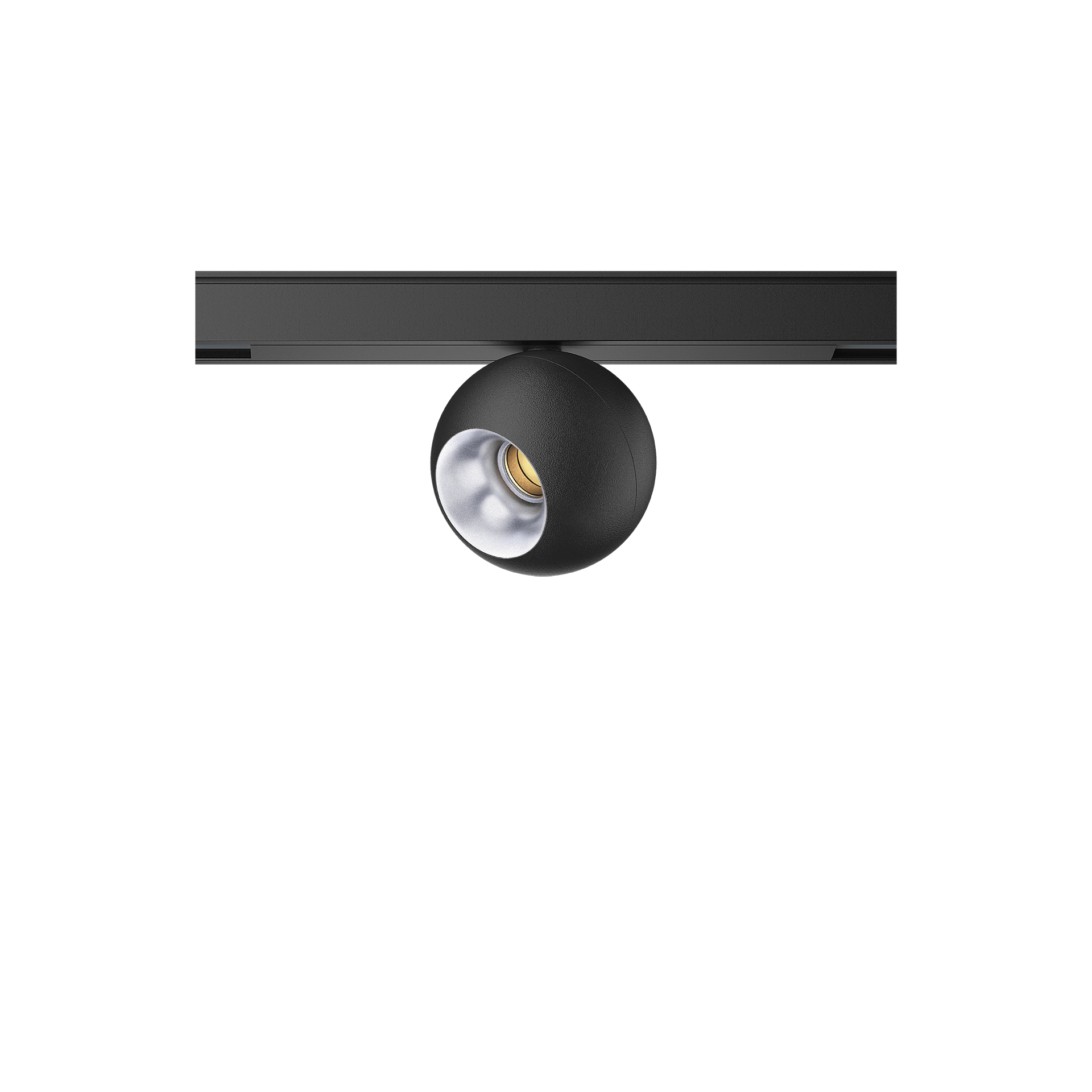 Black version of the Dea Eros-Q1 XS TR with silver reflector, a 48V track luminaire designed by Karizma Luce.