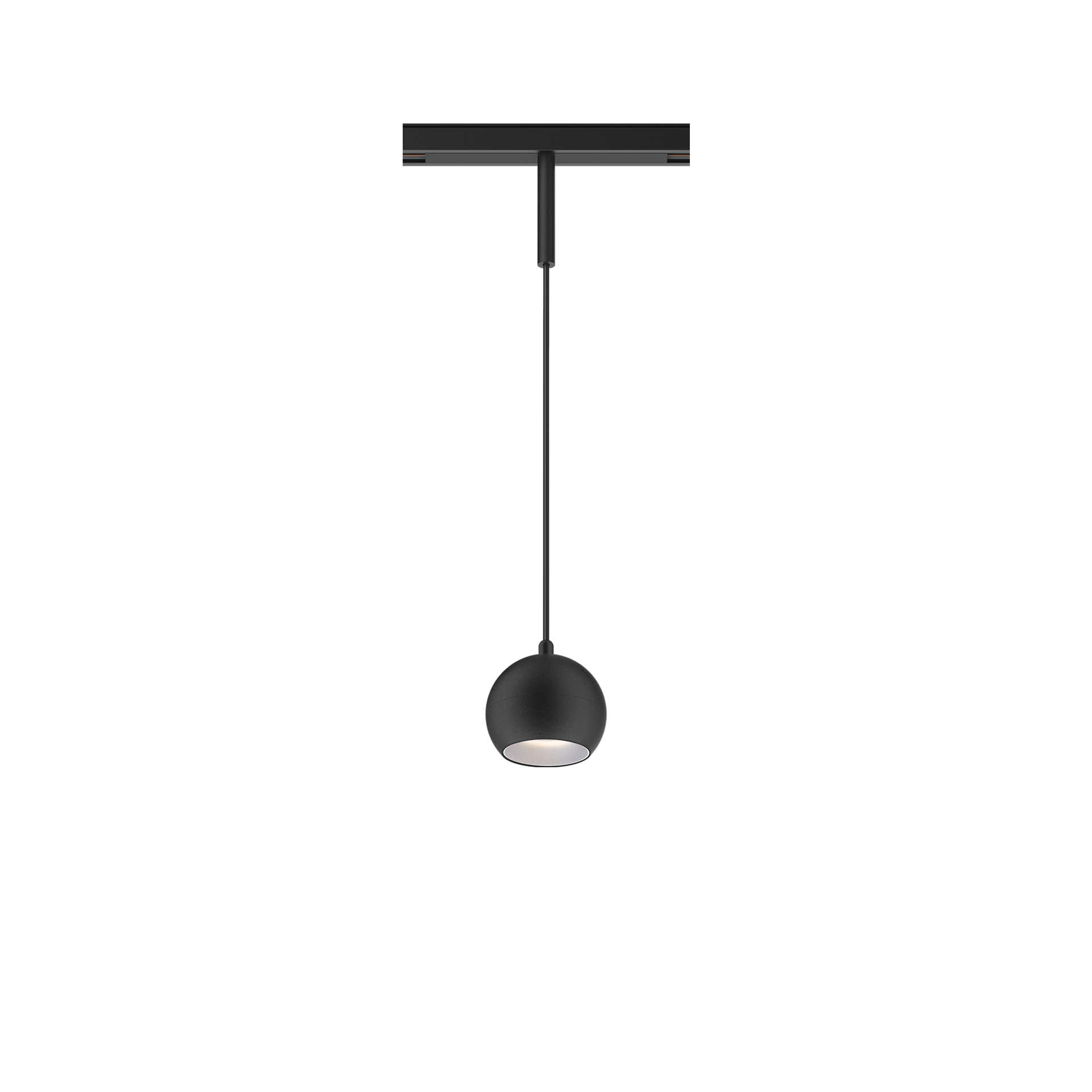 Black version of the Dea Eros-Q1/Q2 S PE with chrome reflector, a 48V suspended luminaire designed by Karizma Luce.