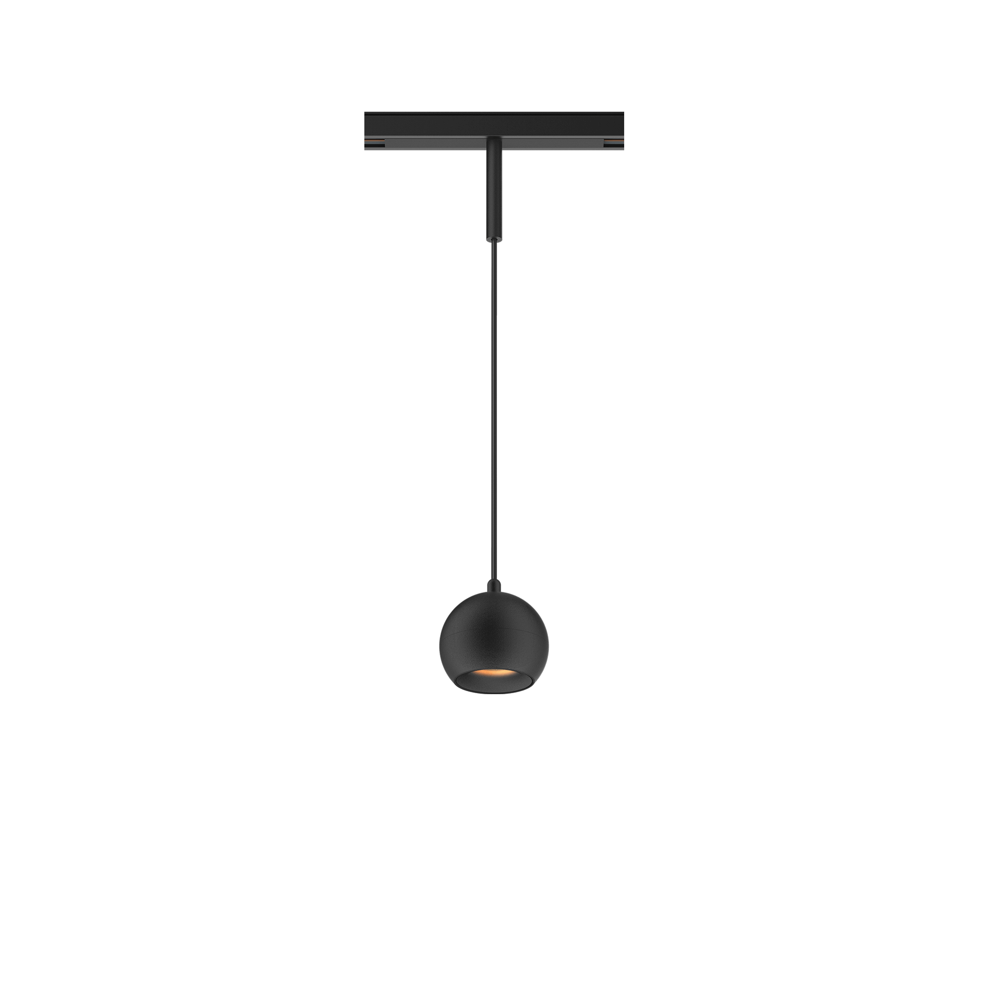 Black version of the Dea Eros-Q1/Q2 S PE with black matt reflector, a 48V suspended luminaire designed by Karizma Luce.