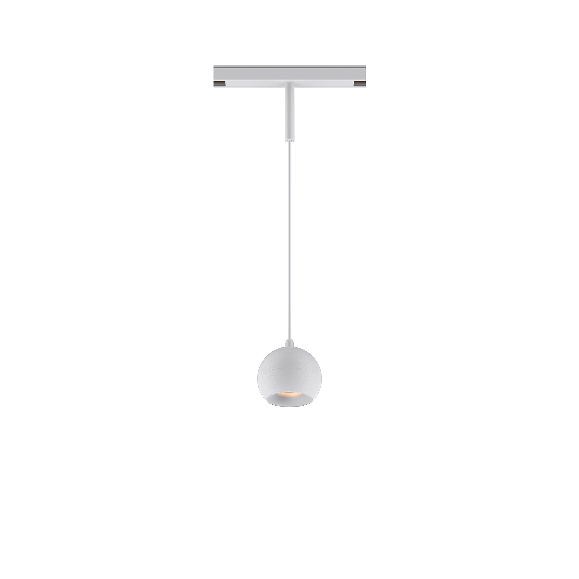 White version of the Dea Eros-Q1/Q2 S PE with white reflector, a 48V suspended luminaire designed by Karizma Luce.