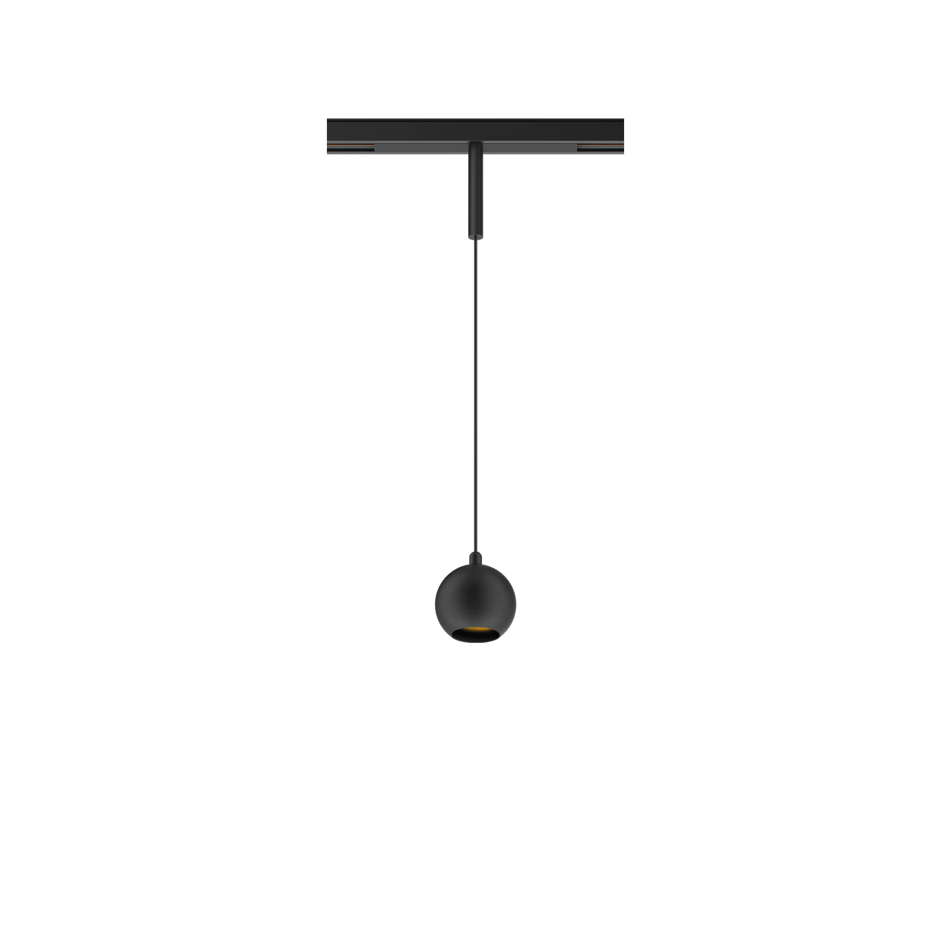 Black version of the Dea Eros-Q1/Q2 XS PE with black gloss reflector, a 48V suspended luminaire designed by Karizma Luce.