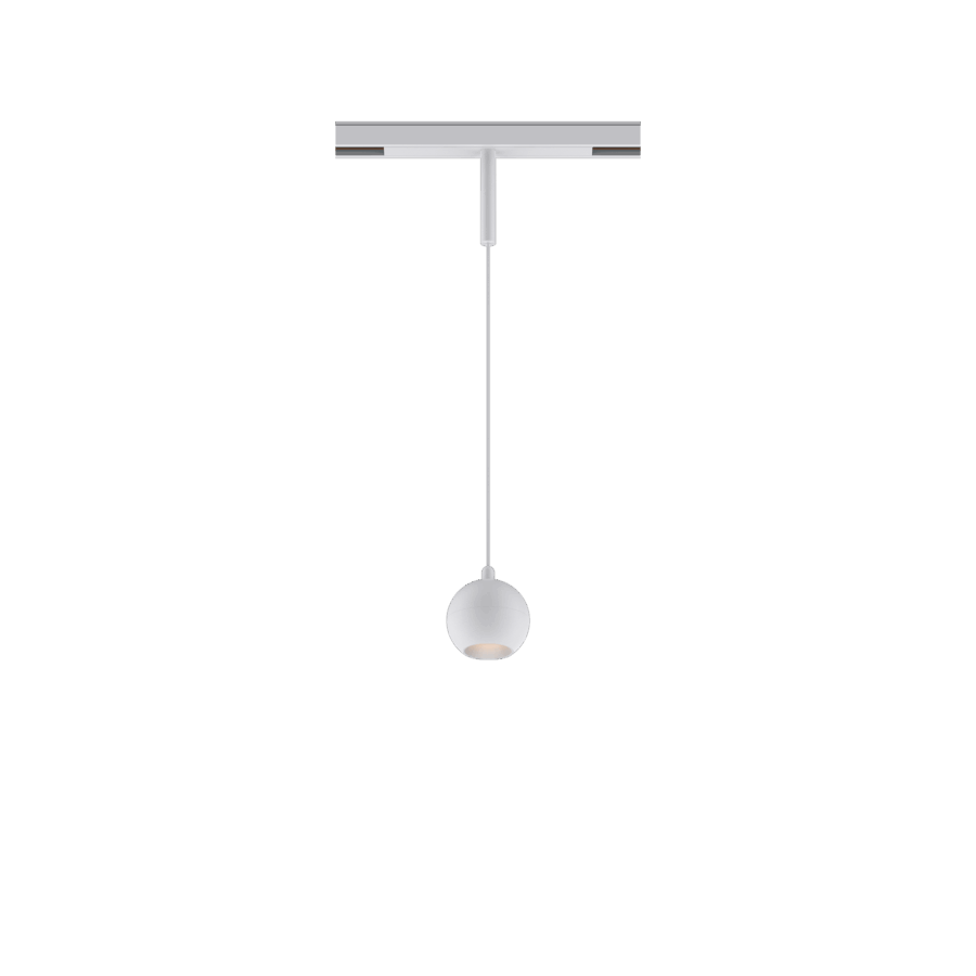 White version of the Dea Eros-Q1/Q2 XS PE with white reflector, a 48V suspended luminaire designed by Karizma Luce.