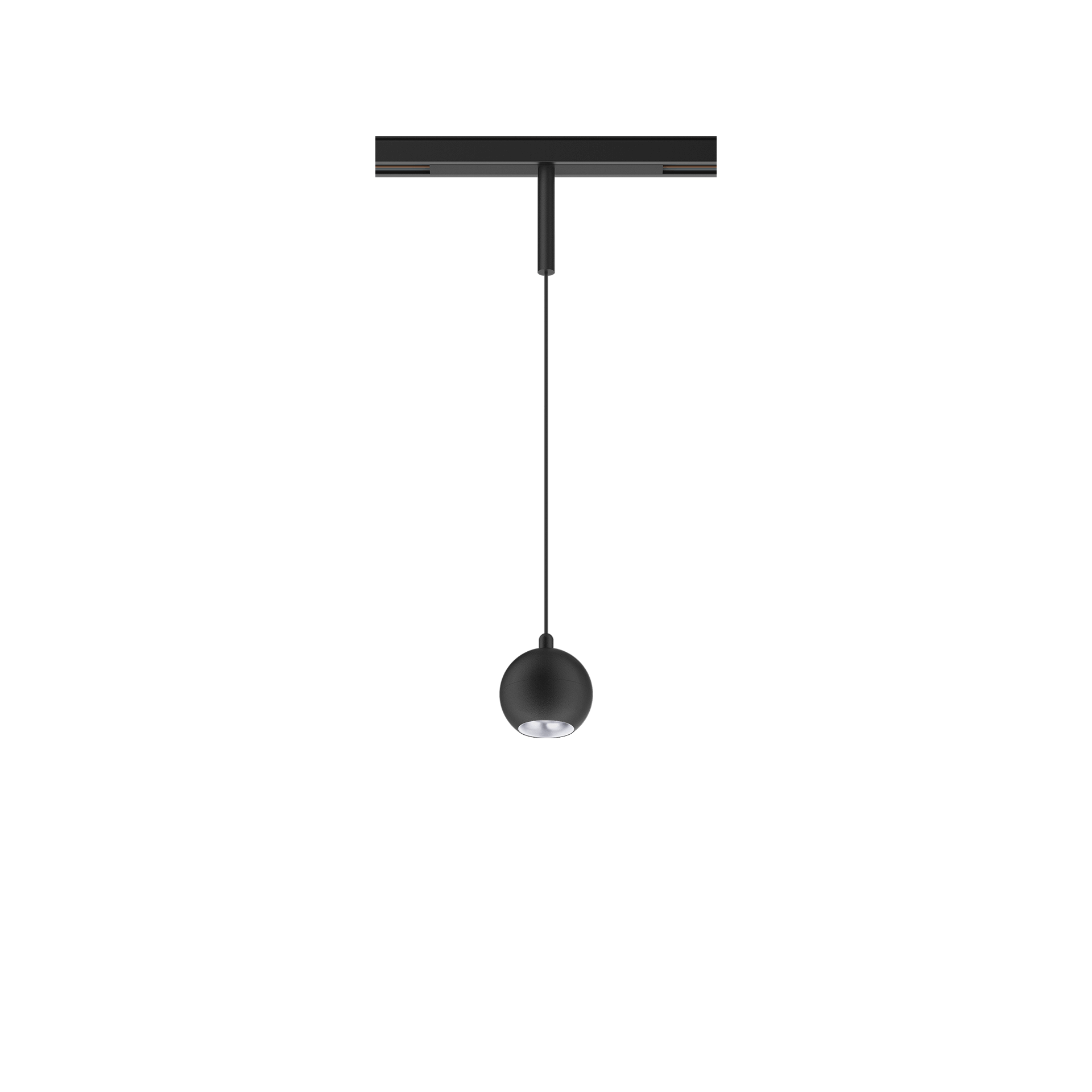 Black version of the Dea Eros-Q1/Q2 XS PE with silver reflector, a 48V suspended luminaire designed by Karizma Luce.