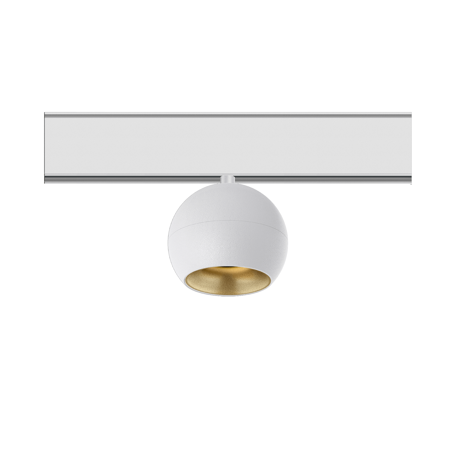 White version of the Dea Eros-Q2 S TR with golden reflector, a 48V track luminaire designed by Karizma Luce.