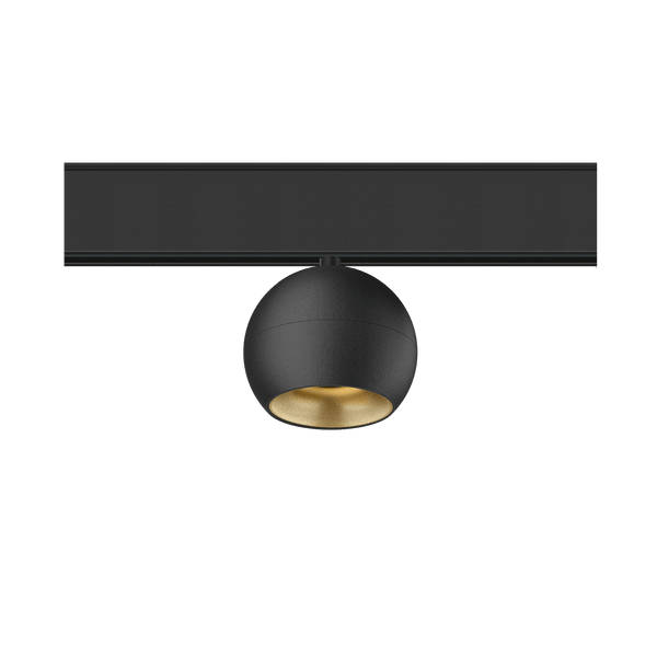 Black version of the Dea Eros-Q2 S TR with golden reflector, a 48V track luminaire designed by Karizma Luce.