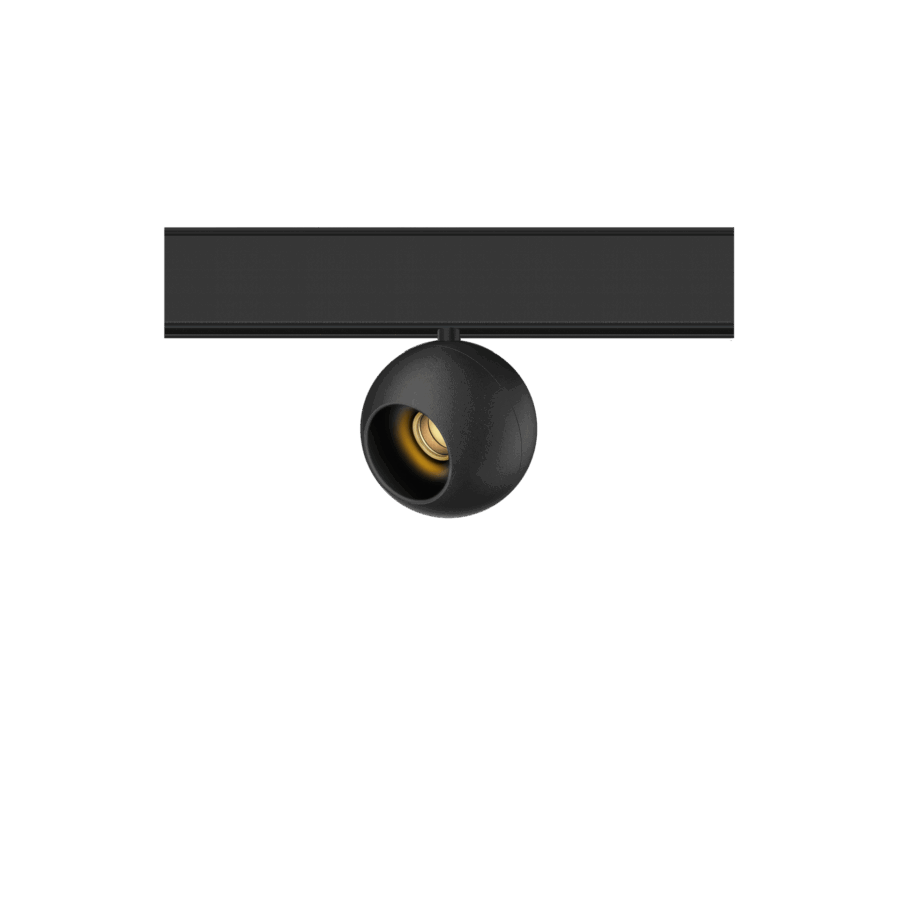Black version of the Dea Eros-Q2 XS TR with black gloss reflector, a 48V track luminaire designed by Karizma Luce.