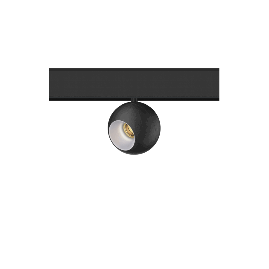 Black version of the Dea Eros-Q2 XS TR with chrome reflector, a 48V track luminaire designed by Karizma Luce.