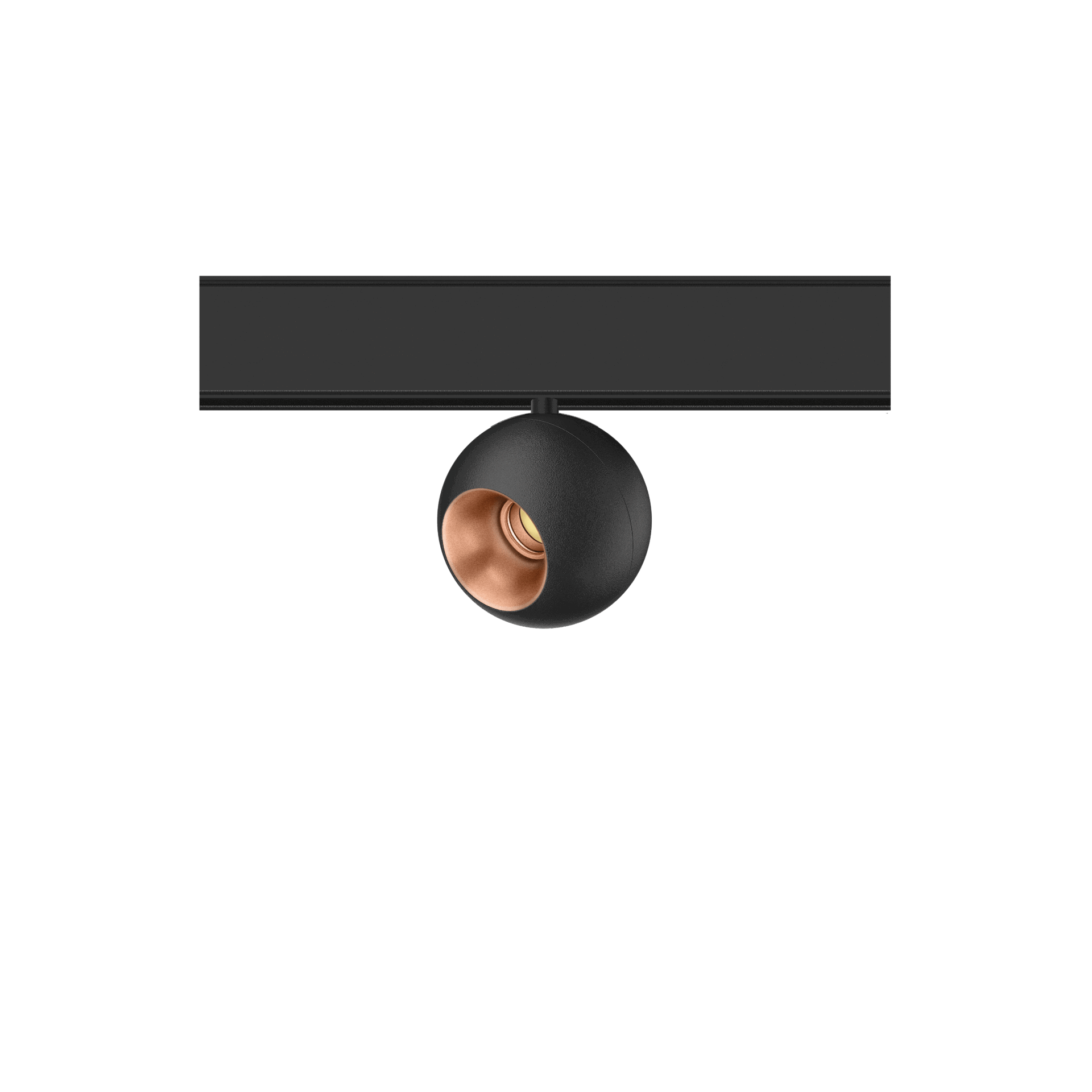 Black version of the Dea Eros-Q2 XS TR with copper reflector, a 48V track luminaire designed by Karizma Luce.