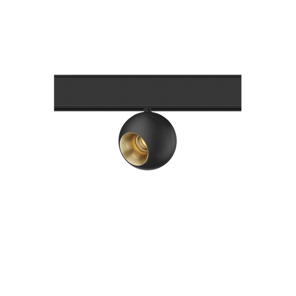 Black version of the Dea Eros-Q2 XS TR with golden reflector, a 48V track luminaire designed by Karizma Luce.