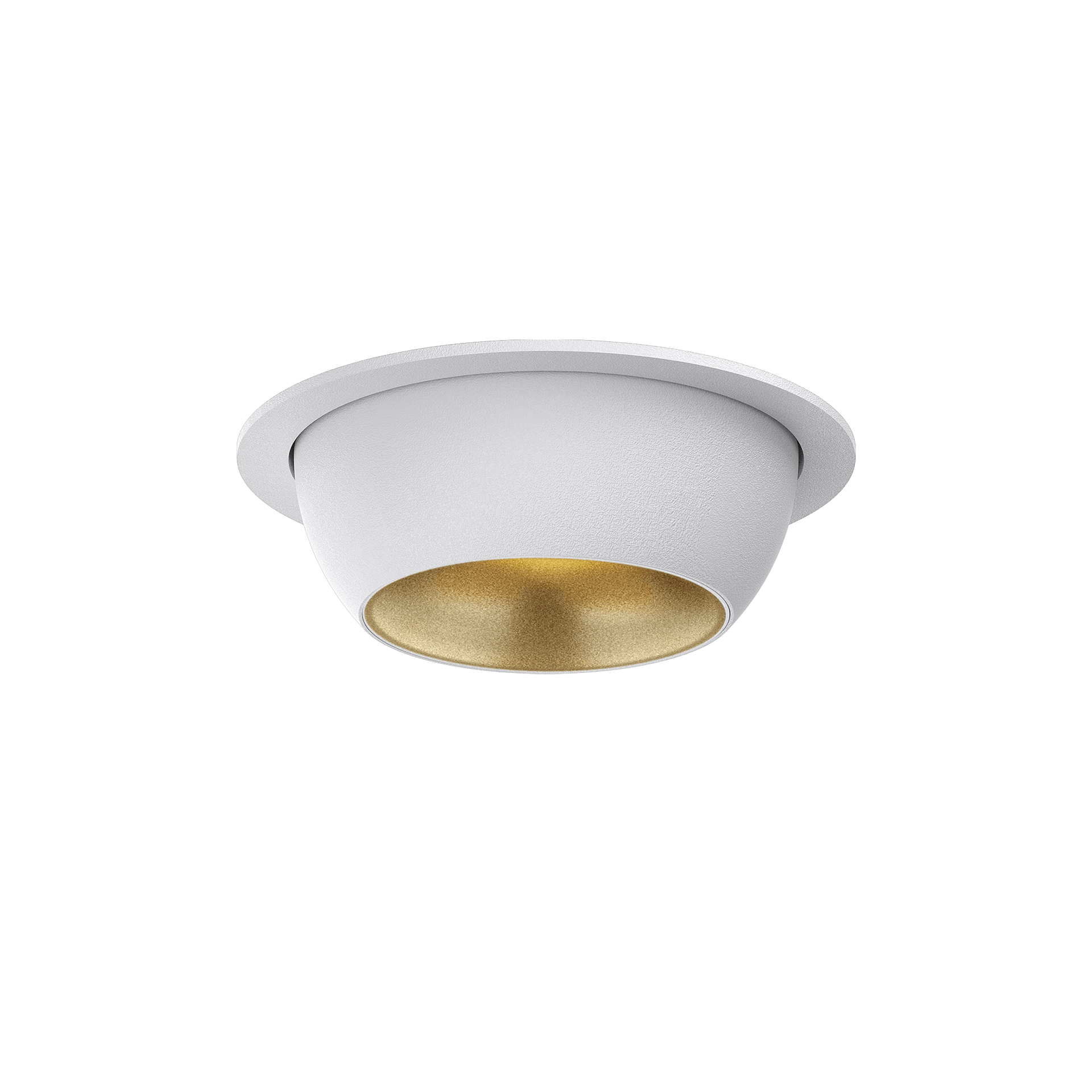 White version of the Dea Eros S MU-in with golden reflector, a recessed luminaire designed by Karizma Luce.