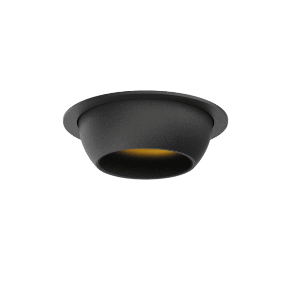 Black version of the Dea Eros S MU-in with black gloss reflector, a recessed luminaire designed by Karizma Luce.